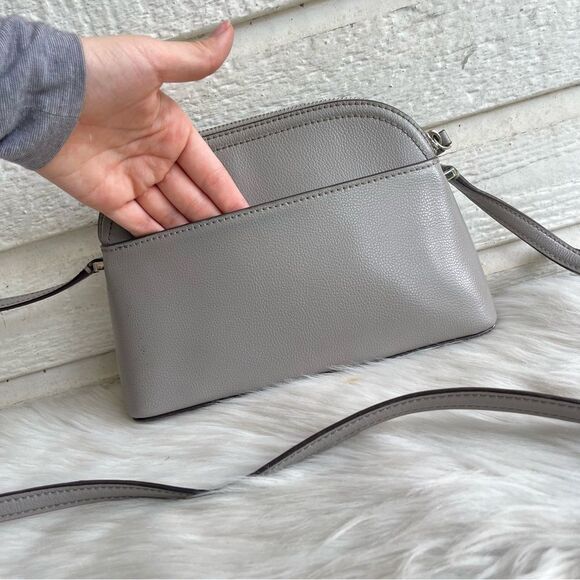 KATE SPADE Grey Leather Patterson Drive Dome Crossbody Messenger Bag Mulberry - Picture 3 of 10